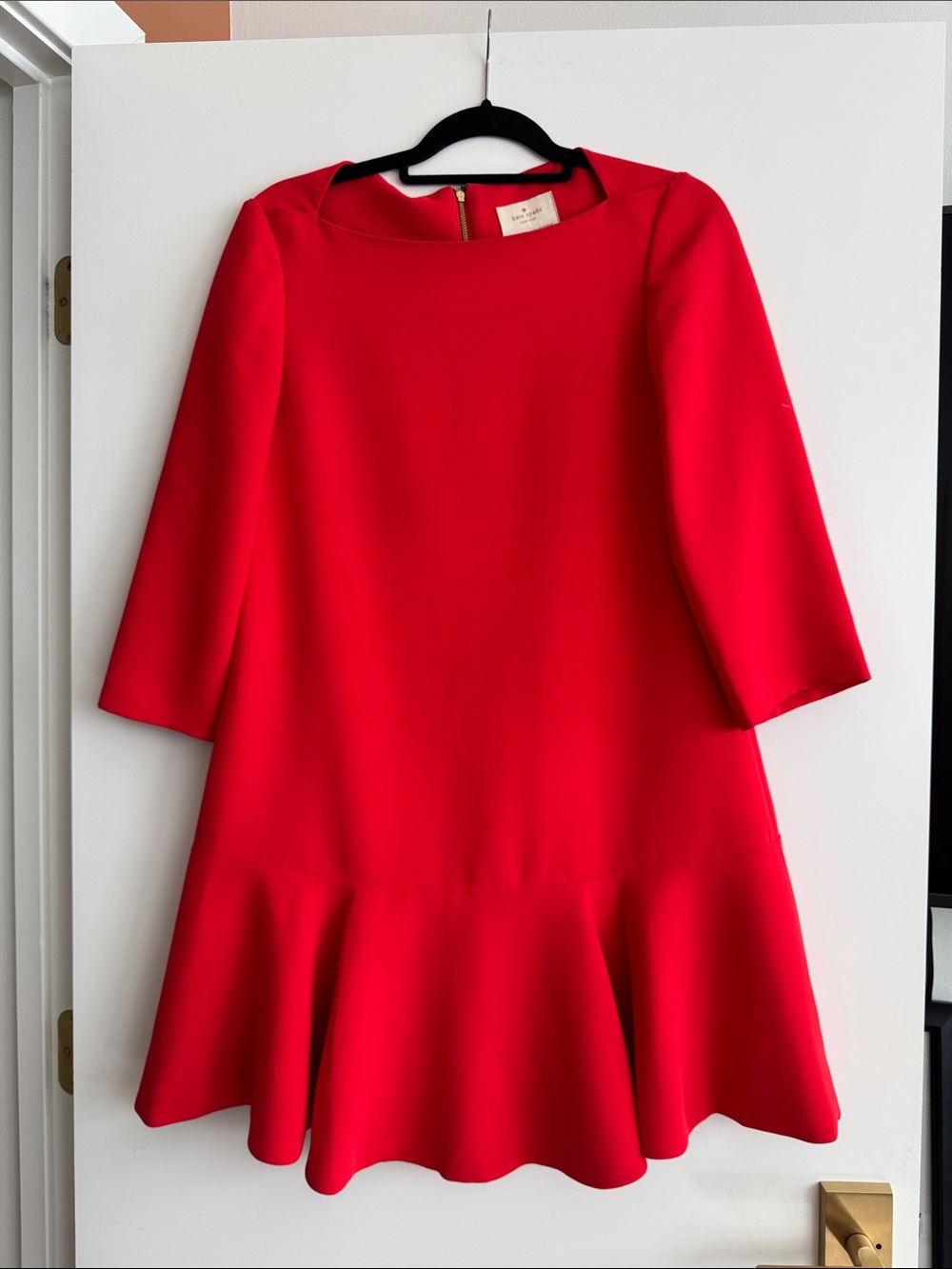 kate spade Bright Red Drop-Waist Flounce Midi Dress